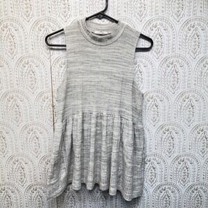 Sleeveless Heathered Gray Peplum Tank Top